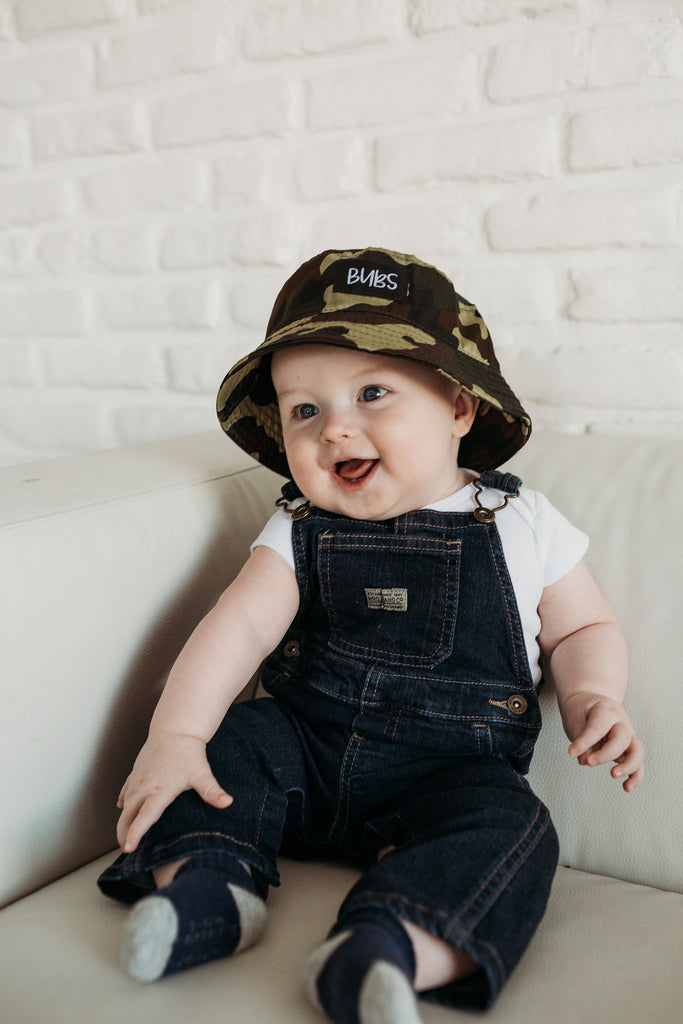 Baby camo bucket hat sales